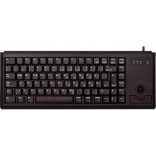 CHERRY G84-4400 Kompaktiška klaviatūra su sekimo kamuoliuku, prancūziškas išdėstymas (AZERTY), laidinė (USB prievadas), 2 pelės mygtukai, mechaniniai ML jungikliai, juoda