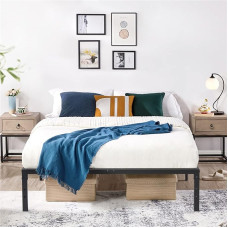 BaldaiR Lovos rėmas 140 x 194 cm Metalinis lovos rėmas, moderni jaunimo lova su skersiniu pagrindu, dvigulė lova, viengulė lova, juoda, 36 cm H, be galvūgalio