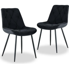 AINPECCA Samt-Esszimmerstühle, 2er-Set, mit stabilen Metallbeinen, Esszimmer-Set, Wohnzimmer-Set, Küchenstühle (2, schwarz)