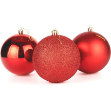 10cm/3pcs Christmas Baubles Shatterproof Red Christmas Tree Ornaments Ball Ornaments Baubles Christmas Decoration Holiday Decoration Shiny Matte Glitter