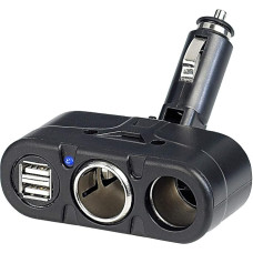 revolt 12 V Distributor: Car Splitter with 2 12/24 Volt and USB Sockets, 4.8 A (12 V Car Distributor, 12 V Distributor, Double Plug for Cigarette Lighter)