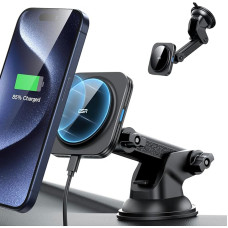 ESR HaloLock Dashboard Wireless Charger 7.5W Wireless Car Charger Holder with Magnetic Alignment and Snap Compatible with iPhone 12, 12 Pro, 12 Mini, 12 Pro Max Black