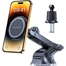 Miracase MagSafe Car Mount, [Upgraded Suction Cup] Magnetic Phone Holder for Dashboard/Windshield/Air Vent Mount Fits iPhone 15/14/13/12, Samsung and All Phones.