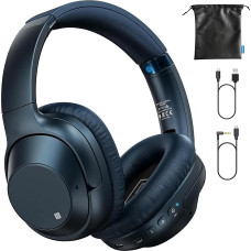 Lavales E500 Pro Active Noise Cancelling Headphones, 90 Hours Playtime Over-Ear Bluetooth Wireless Headphones, Foldable Design Hi-Res Audio Sound Headset for Sports, TV, Aldult—Blue