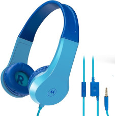 Motorola Sound JR200 - Children's Headphones with Cable - Wired Children's Headphones with Volume Limiting 85 dB and Audio Splitter - BPA Free - from 3 Years - Blue