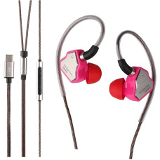 LINSOUL 7Hz Salnotes Zero HiFi 10 mm Dynamic Driver In-Ear Headphones IEM with Metal Composite Membrane, Stainless Steel Front Plate, Removable 2-Pin OFC Cable (Rose, with Microphone, Type C)