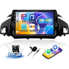 2G + 64G CAEMCHO Android 13 Car Radio for Ford Kuga/Escape 2013-2018 with Navi Carplay Android Car, Double DIN Car Radio with 9 Inch Screen, Bluetooth HiFi RDS FM WiFi + Reversing Camera