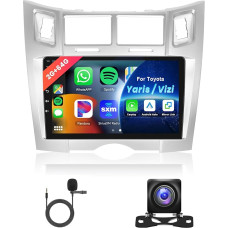 Hodozzy 2GB 64GB Android Car Radio for Toyota Yaris/Vizi 2005-2011 Carplay Android Car Mirror Link, 9 Inch Touchscreen Screen with Bluetooth GPS Navigation WiFi FM RDS Radio 2 Din, Rear View Camera