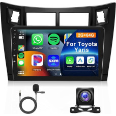 Hodozzy 2G + 64G Android Car Radio for Toyota Yaris 2005-2011 Carplay Android Car Mirror Link, 9 Inch Touchscreen Screen with GPS Navigation WiFi Bluetooth FM RDS HiFi Reversing Camera Radio for