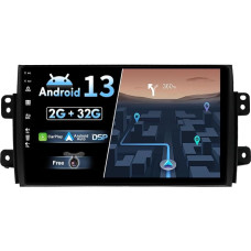 JOYX Android 13 IPS Car Radio Suitable for Suzuki SX4 (2006-2013) - Built-in CarPlay Android Car - Free Reversing Camera - [2G + 32G] - 9 Inch 2 DIN - DSP DAB Steering Wheel Control WiFi Fast Boot 4G