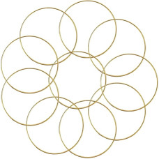 CENRONG Gold Metal Rings, Pack of 10 Metal Rings Hoops Floral Hoop Wreath Dream Catcher Ring for Crafts for DIY Floral Hoop, Dream Catcher, Wedding Wreath, Floristry, Wall Hanging (Metal 20 cm)