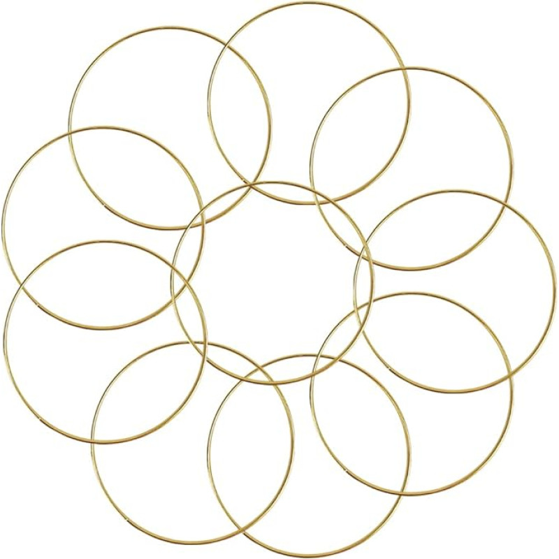 CENRONG Gold Metal Rings, Pack of 10 Metal Rings Hoops Floral Hoop Wreath Dream Catcher Ring for Crafts for DIY Floral Hoop, Dream Catcher, Wedding Wreath, Floristry, Wall Hanging (Metal 20 cm)