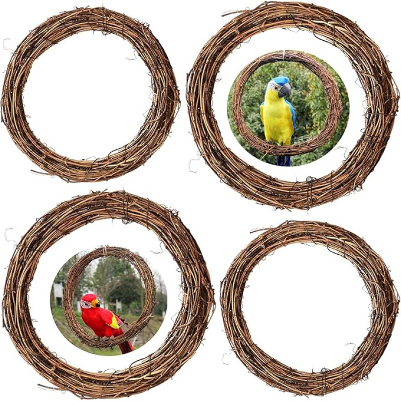 Grapevine Wreaths Bootoow Grapevine Wreaths Set Wooden Decoration Natural Wreath Rattan Wreath for Christmas Door Wreath Decoration Ornament Gate Wall Party Wedding (15 & 20 cm)