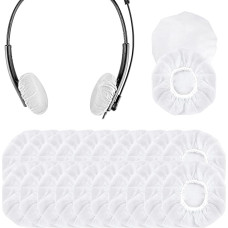 Geekria 200pcs Stretchable Headset Headphone Covers for Phone Headset Computer Headset Call Center Headset Earcup Cover Fit for 1.2-2.5 inch Headphone Ear Pads White