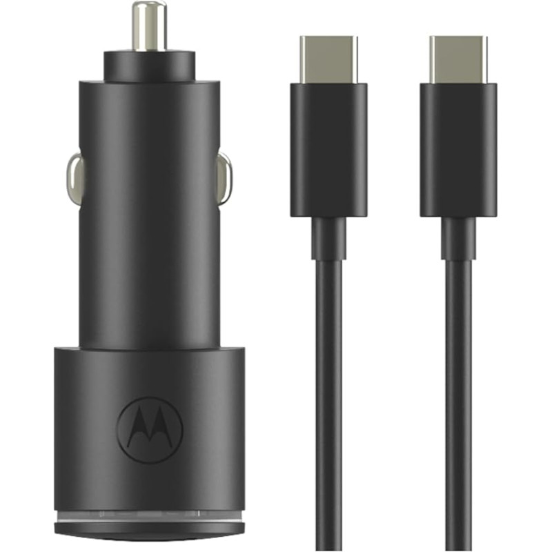 Motorola Chargers 45 W Dual Port USB PD Fast Charger (USB-A, USB-C) for Vehicle/Phone Charger with 1 m USB-C to C Cable