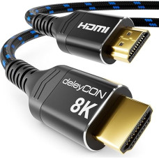 deleyCON 7.5 m 8K HDMI 2.1 Cable (48G, Ultra High Speed) 8K @ 60Hz 4K @ 120Hz 2K @ 144Hz/165Hz EARC HDCP 2.3/2.2 - Compatible with DTS:X Dynamic HDR Dolby Atmos TV PS5 Xbox Soundbar Monitor - Black