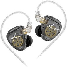 KZ Merga In-Ear Monitor Headphones Wired HiFi Deep Bass Noise Isolating Sports IEM Headphones with Detachable Silver Plated Cables (No Microphone)