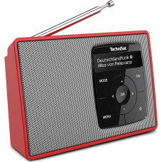 TechniSat DIGITRADIO 2 - Portable DAB+/FM Radio with Battery (with Bluetooth Audio Streaming, Alarm Function, OLED Display, Headphone Jack, Speaker 1 W RMS) Red/Silver