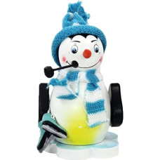 Colourful Ice Berg Holding Incense Burner Figurine Penguin with Scarf, blue, 12 cm