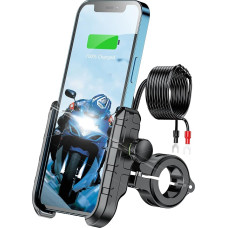 KEWIG Motorcycle Mobile Phone Mount Charger USB QC 3.0 36W Fast Charging Port, Non-Slip Aluminum Alloy IP66 Handlebar or Mirror Bar, Adjustable Fit 4-7 Inch