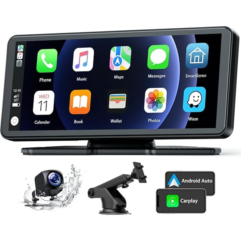 Lamto Apple Carplay Car Radio and Android Car Wireless Portable 6.86 Inch Touch Screen Stereo Receiver with Mirror Bluetooth Navigation Siri Google FM/AUX