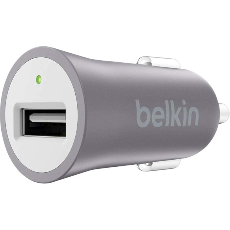 Belkin Premium Mixit Metallic Kfz Ladegerät (2,4A, USB Anschluss, geeignet für iPhone 8/8 Plus, iPhone X, iPhone SE/5/5c/5s, iPhone 6/6s/6 Plus/6s Plus, iPhone 7/7 Plus) grau