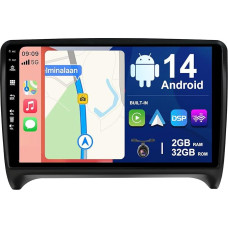 BXLIYER Android 14 IPS Car Radio Suitable for Audi TT (2006-2011) - Built-in Wireless CarPlay Android Car - Free Reversing Camera - 2G + 32G - 9 Inch 2 DIN - DAB Steering Wheel Control 4G WiFi Fast