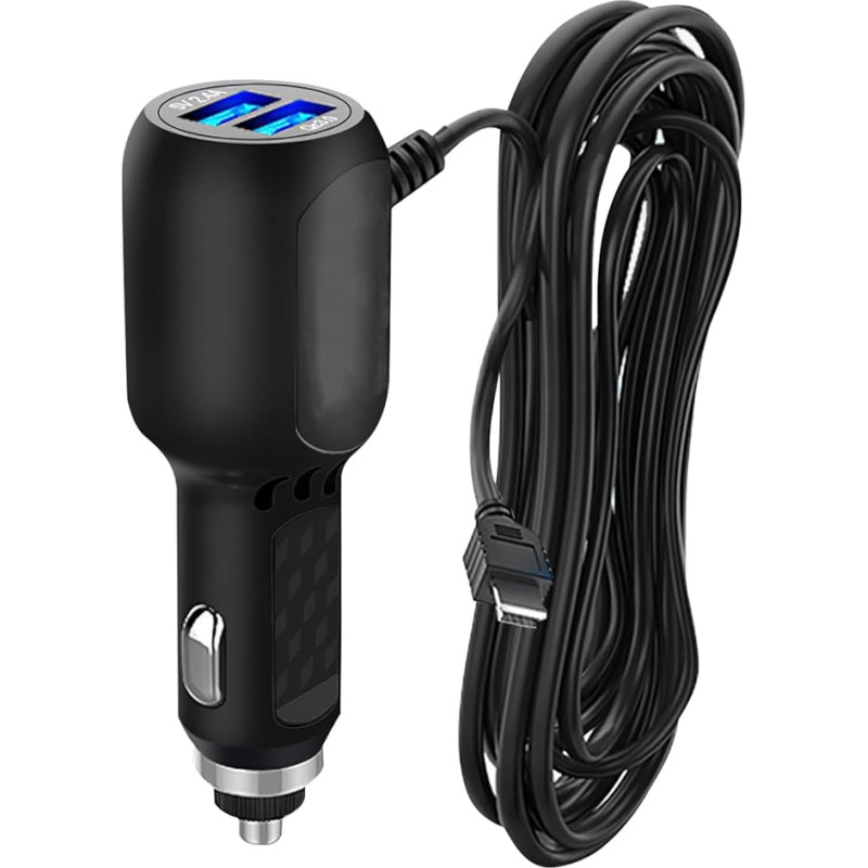 Thishow Mini USB Car Charger for Dash Cam Power Cord Power Supply Adapter 12V to 5V Mini USB with Mini Straight USB for Dash Cameras Navigation Devices (Black)