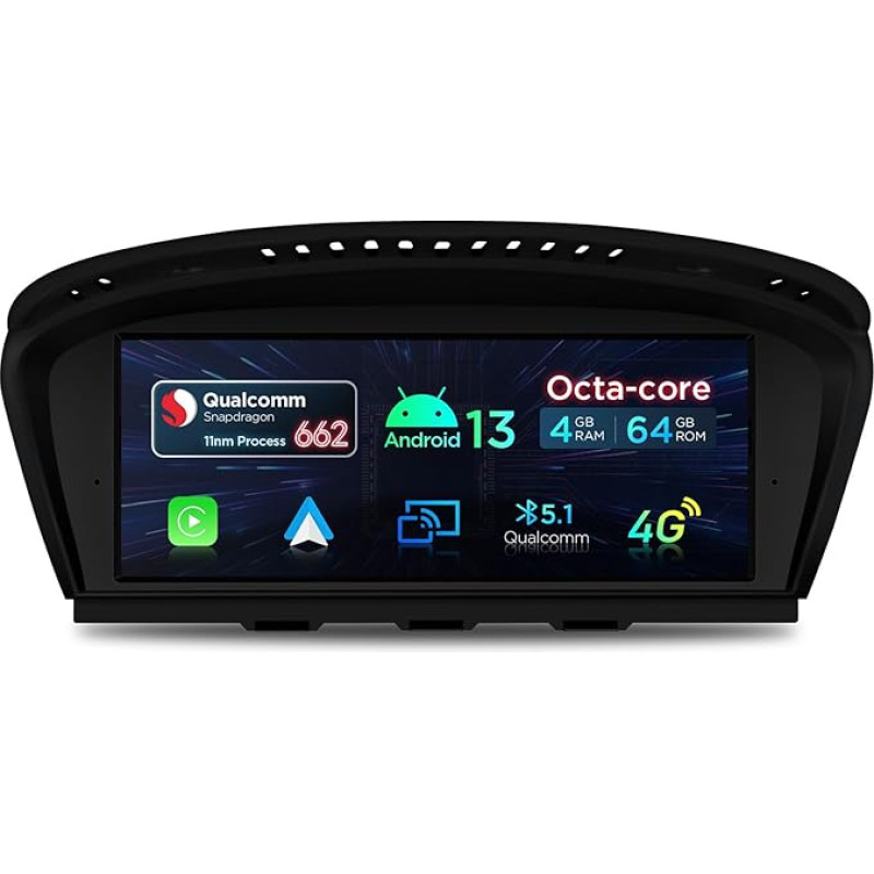 XTRONS 8.8 Inch Android 13 Car Radio Qualcomm 662 Octa Core 4GB 64GB Multimedia Player Built-in Car Play Android Car 4G Bluetooth WLAN GPS Optional OBD DAB TPMS for BMW 3 Series E90 5 Series E60 CCC