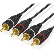 TNP 2RCA-Stereo-Audiokabel Doppel-Cinch-Stecker M/M 2-Kanal (rechts und Links) Vergoldete, doppelt abgeschirmte Cinch-zu-Cinch-Stecker, Schwarz, 3,6 m