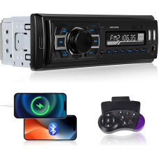 NHOPEEW Car Radio 1 DIN with DAB - Bluetooth Car Radio with FM Radio Steering Wheel Control USB Type C TF Card AUX U Disk Input