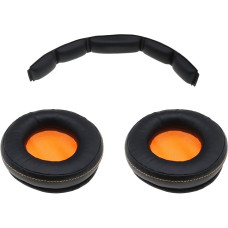 EMSea 1 Pair of Ear Pads, 1 Piece Headband Protein Leather Memory Foam Replacement Ear Pads Headband Headphones Replacement Parts Compatible with Siberia 800/840 Headset