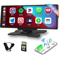 CAMECHO Wireless Apple Carplay Android Car Portable Car Radio, 10.26 Inch Screen Car Carplay Display with Bluetooth GPS Mirror Link Voice Control FM Transmitter AUX + 32G TF Card