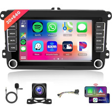 Hodozzy 2+64G Android Car Radio for VW Passat Golf Polo Caddy Bettle Touran Tiguan Jetta for Seat Skoda, 2 DIN 7 Inch Touchscreen Carplay Android Car Screen Navigation WiFi Bluetooth FM RDS Radio HiFi