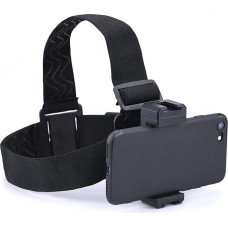 Hensych Universal ABS+ Elastic Nylon Belt Head Mount Phone Holder Headband Mount with Phone Clip Holder for 7~10cm Wide Phone or Sports Camera