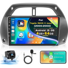 Inefala 2024 Upgrade 4G + 64G Car Radio Android 13 for Toyota RAV4 II (XA20) 2000 2001 2002 2003, 9 Inch Touchscreen Wireless CarPlay, Android Car, GPS, WiFi, RDS, DSP, Microphone, Rear View Camera