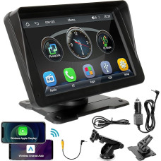 Wireless Carplay Android Car Portable Car Radio, 7 Inch IPS Touchscreen Carplay Display, with Supports Bluetooth Handsfree Calling, Siri/Google Assistant