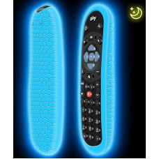 Protective Case for Original Sky Q Voice Remote Control SKY135, Silicone Case SKY Q Touch and Non-Touch Remote Control Sleeve Skin Holder Battery Back Universal Protector - Glow Blue