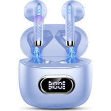 Wireless Bluetooth 5.3 In-Ear Headphones with 4 HD Mics, 42 Hours, 2024, ENC Noise Cancelling Earbuds, Deep Bass, IP7 Waterproof, LED Display, Purple