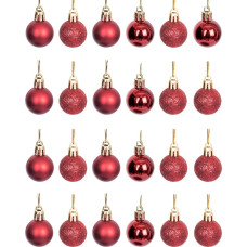 Christmas Baubles Shatterproof Dark Red Christmas Tree Ornaments Ball Ornaments Balls Christmas Hanging Decorations Holiday Decoration Shiny Matte Glitter 30mm Pack of 12