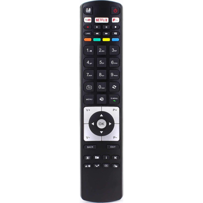 Remote Control for Hitachi Digihome Alba Polaroid Finlux Bush Telefunken RC5118F LCD LED 3D HD Smart TV with Netflix Freeview Play Buttons - With Two 121AV AAA Batteries Included