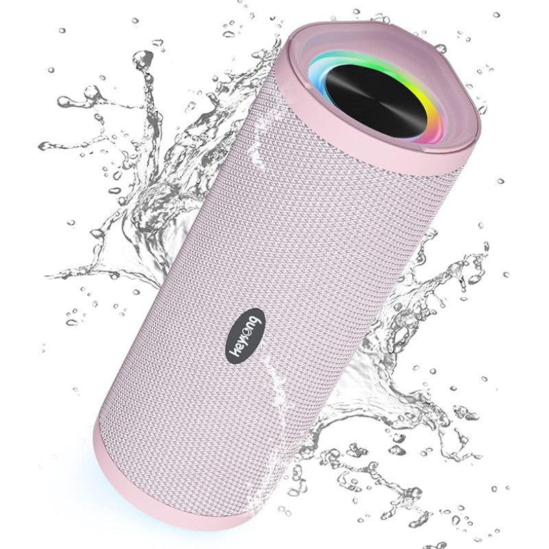 HEYSONG Portable Bluetooth Speaker, Waterproof Wireless Outdoor Speaker with LED Light, Upgraded Bass, IPX7 Floating, 40 Hours Game, TF Card, True Wireless Stereo for Party,