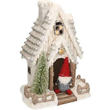 EUROCINSA Christmas Stocking Resin with 1 Gnome and LED Light, 32 x 24 x 45 cm 1 piece, white, one size