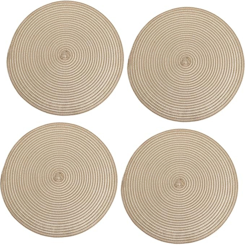 Ciieeo 4er-Pack Gewebte Wärmedämm-tischsets Runde Tischsets Nicht Matten Kaffee-Set
