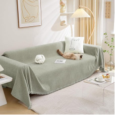 MEETSKY Simply Put Couchbezug für 2 Kissen, Couch-Schonbezug, waschbar, L-Form, Sofaschoner, dekorativer moderner Stil für Wohnzimmer, 180,3 x 259,1 cm, Salbeigrün