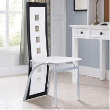 Valgomojo kėdės 6 dalys Virtuvės kėdė Aukšta nugara Plati sėdynė Valgomojo baldai Svetainės kėdė PVC oda Virtuvės valgomasis Sodo kėdė Balta + juoda 6 dalys