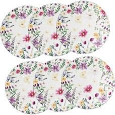 Ciieeo 6Stücke Runde Tischsets Blumenmuster Abwaschbar und Design für Küchentische für Festliche Anlässe und Dekoration