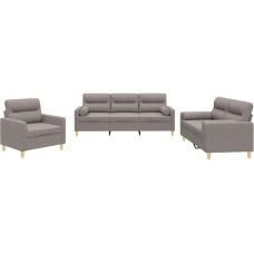 ULUYYUC Balkon Couch Big Sofa Gartensofa Moderne Sessel - 3-TLG. Sofagarnitur mit Kissen Taupe Stoff für Esszimmer Wohnzimmer Balkon Jugendzimmer