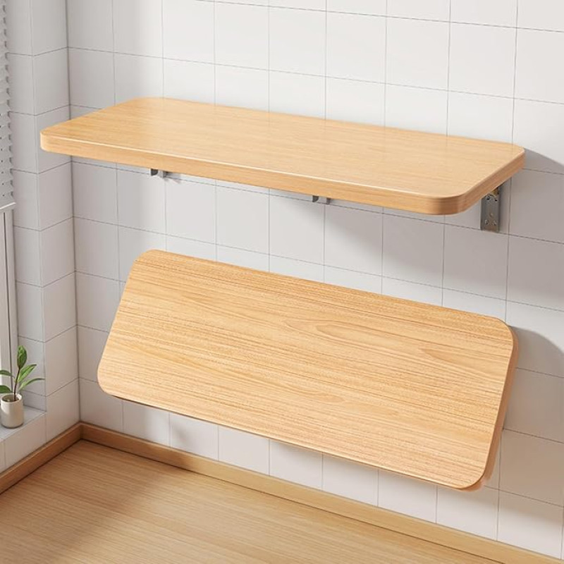 Schwebender Tisch mit Eisenrahmen, Wandmontage, zusammenklappbar, klein, platzsparend, für Arbeitszimmer, Bar, Balkon, Küche, einfache Installation, hält Bücher / Laptops