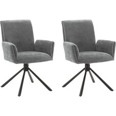 Lomadox Dining Room Armrest Chairs Set of 2 Grey 180° Rotatable with Levelling W x H x D Approx. 61 x 86 x 63 cm
